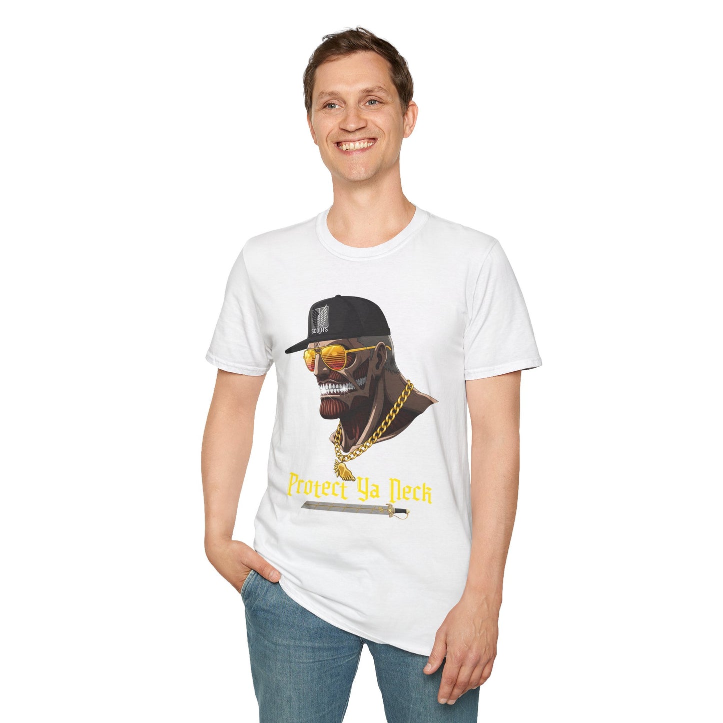 Cool Graphic Tee - Protect Ya Neck Unisex Softstyle T-Shirt, Streetwear Shirt, Hip Hop Apparel, Casual Outfit, Gift Idea, Trendy Fashion