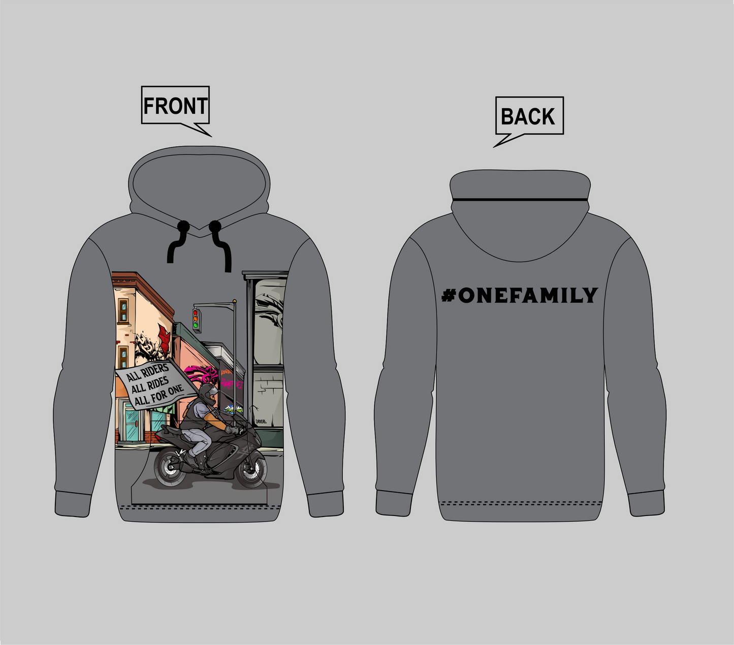 Motorcycle Fundraiser Hoodie (#OneFamily)